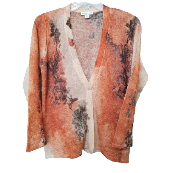 Coldwater Creek Wool/Mohair Blend One Button Painted Floral Cardigan Size XL NWT - Picture 1 of 9